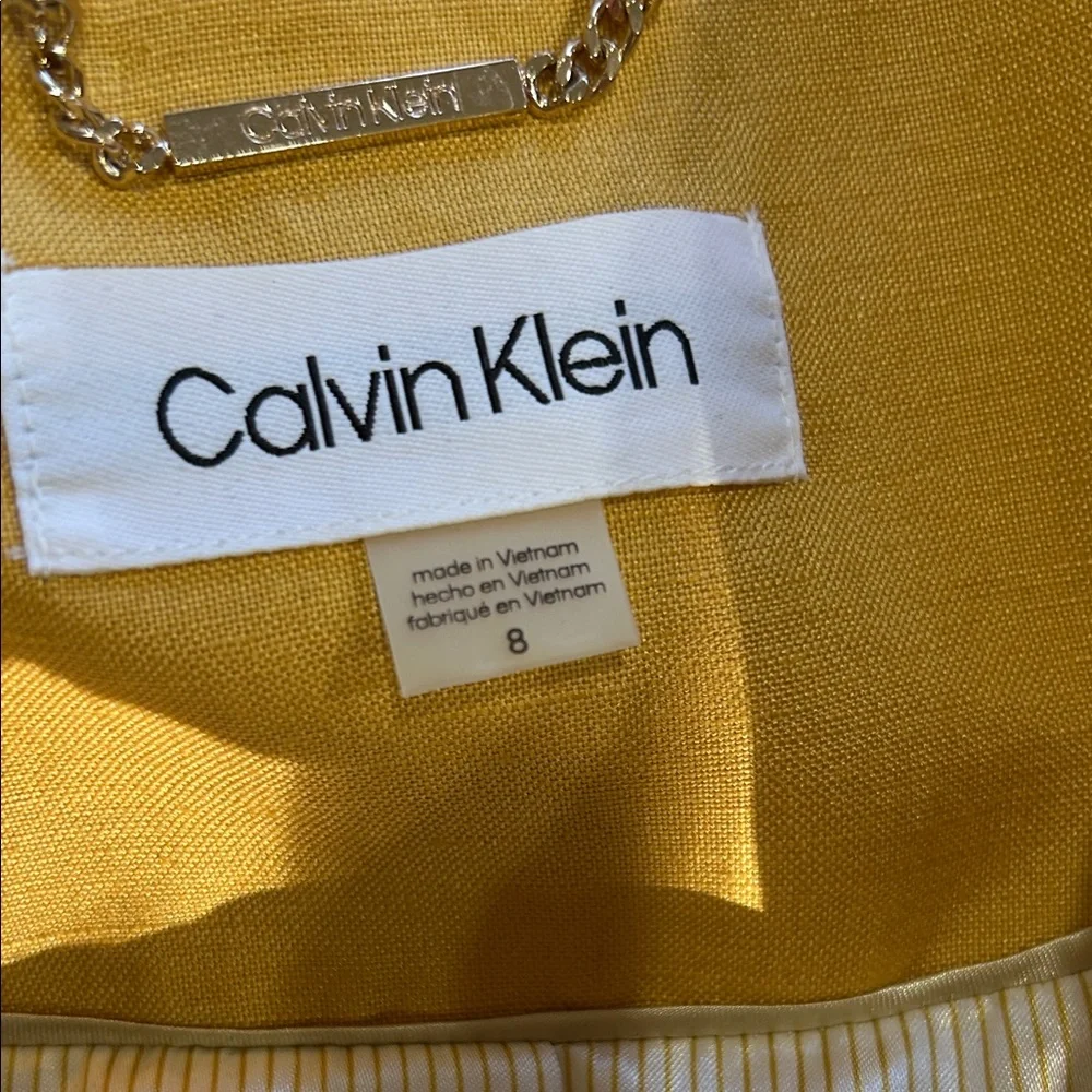 Calvin Klein Yellow Open Front Blazer Jacket - Picture 6 of 6